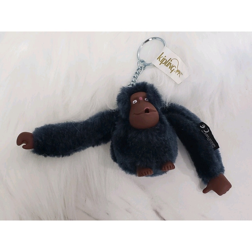 NEW Kipling BLUE KIM Plush Monkey Handbag Key hain Ring Bag Charm Ape